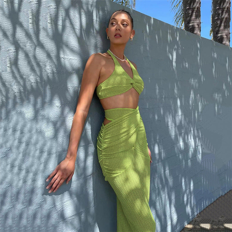 Women's Clothing Fashion Halter Backless Slim Fit Hip-wrapped Skirt Suit Women