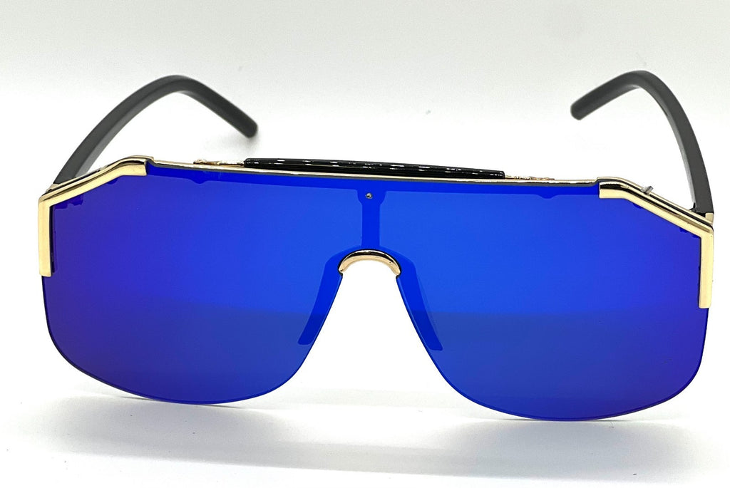 Men'S Sunglasses Designer Gold Frame Metal One Piece Lens Top Shades Fashion