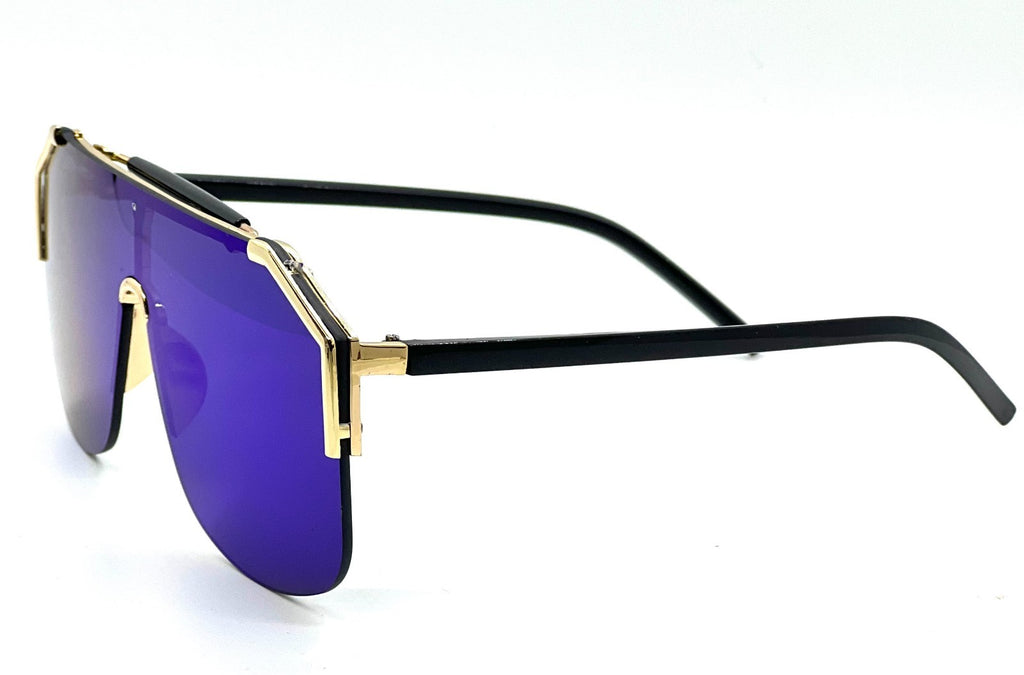 Men'S Sunglasses Designer Gold Frame Metal One Piece Lens Top Shades Fashion