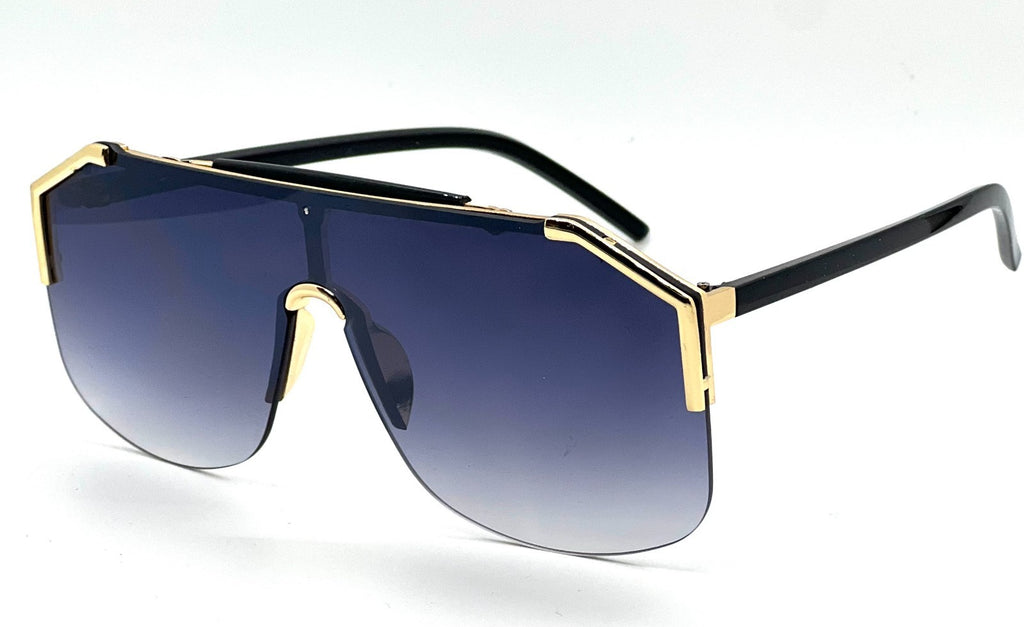 Men'S Sunglasses Designer Gold Frame Metal One Piece Lens Top Shades Fashion