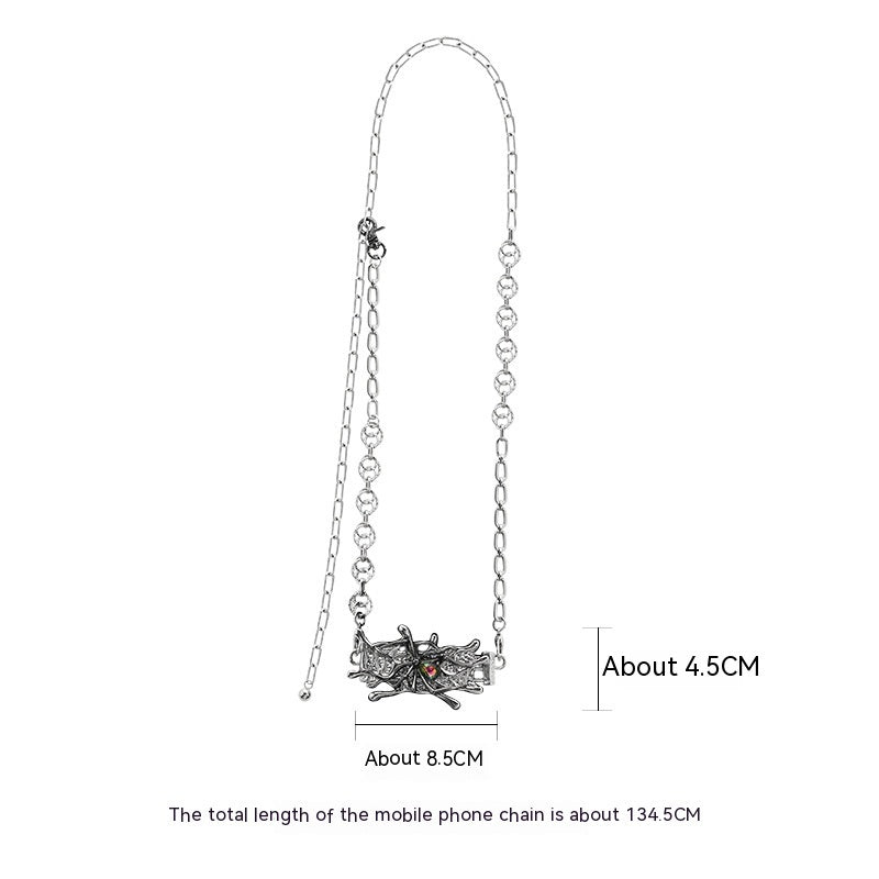 Spider Moonstone Metal Mobile Phone Charm