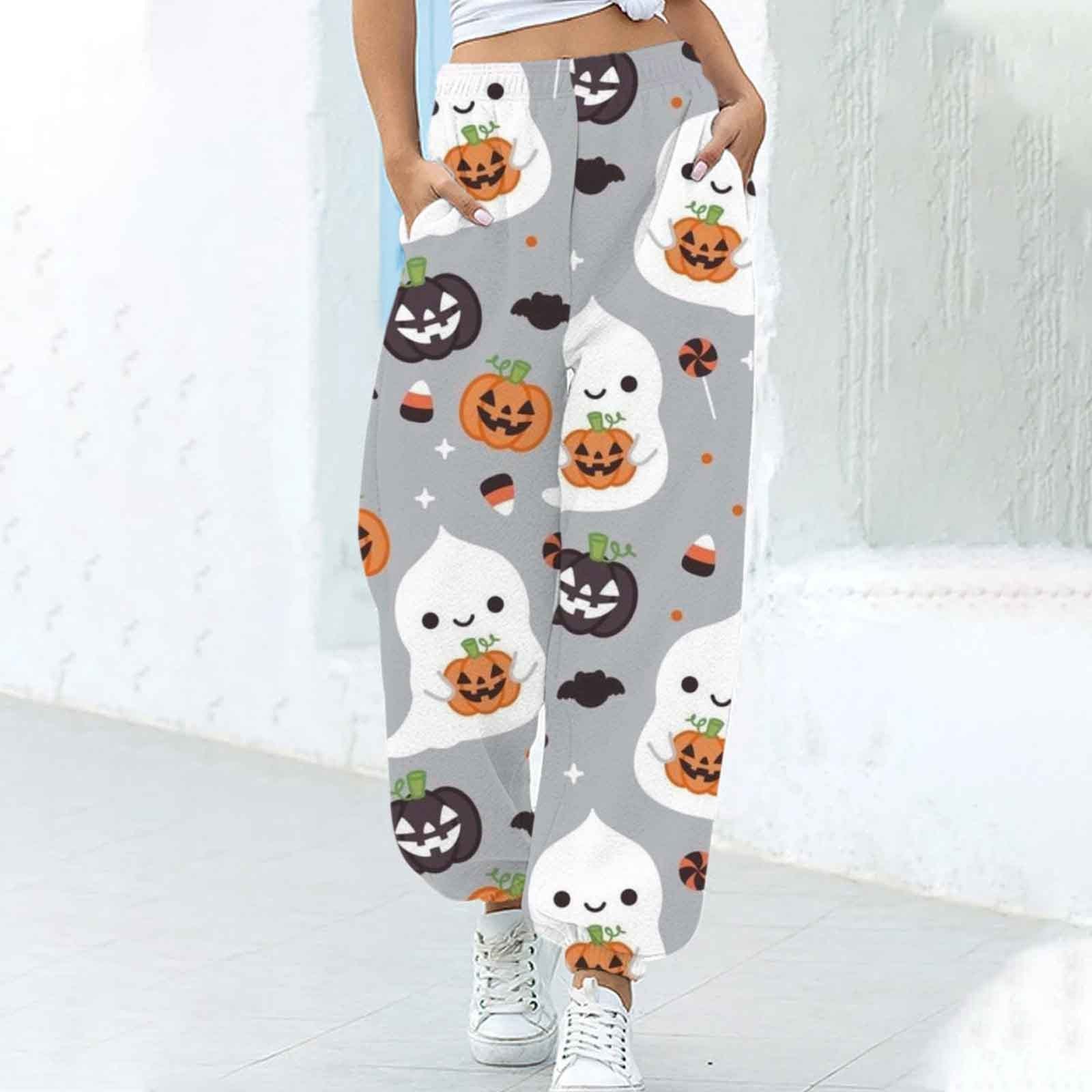 Women's Fashion Loose Halloween Funny Print Ankle Banded Pants