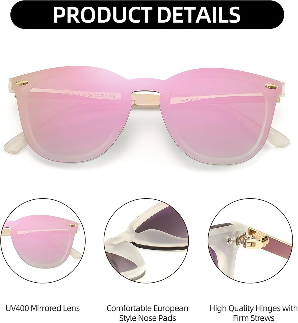 Trendy Rimless Mirrored Sunglasses Reflective Sun Glasses for Women Men