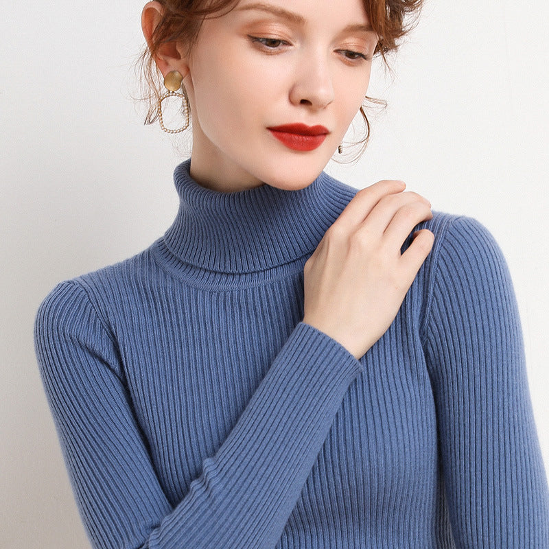 Turtleneck bottoming shirt for women