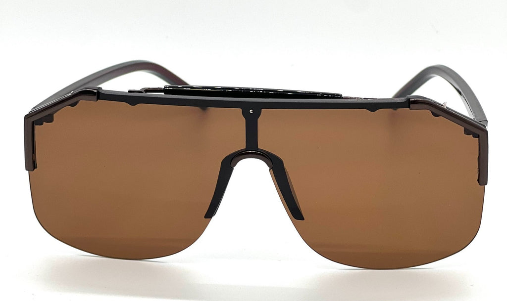 Men'S Sunglasses Designer Gold Frame Metal One Piece Lens Top Shades Fashion