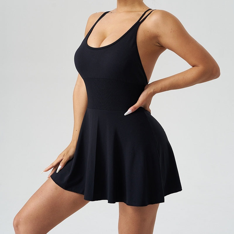 Yoga Clothes Women's Sling Tennis Skirt Fitness Sports Fake Two Pieces