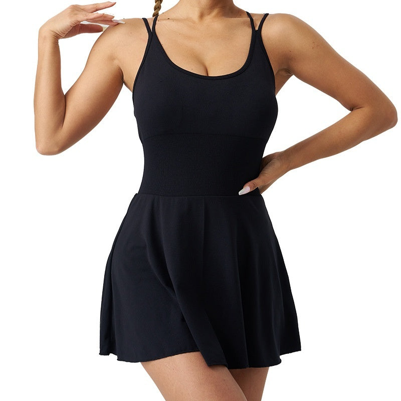 Yoga Clothes Women's Sling Tennis Skirt Fitness Sports Fake Two Pieces