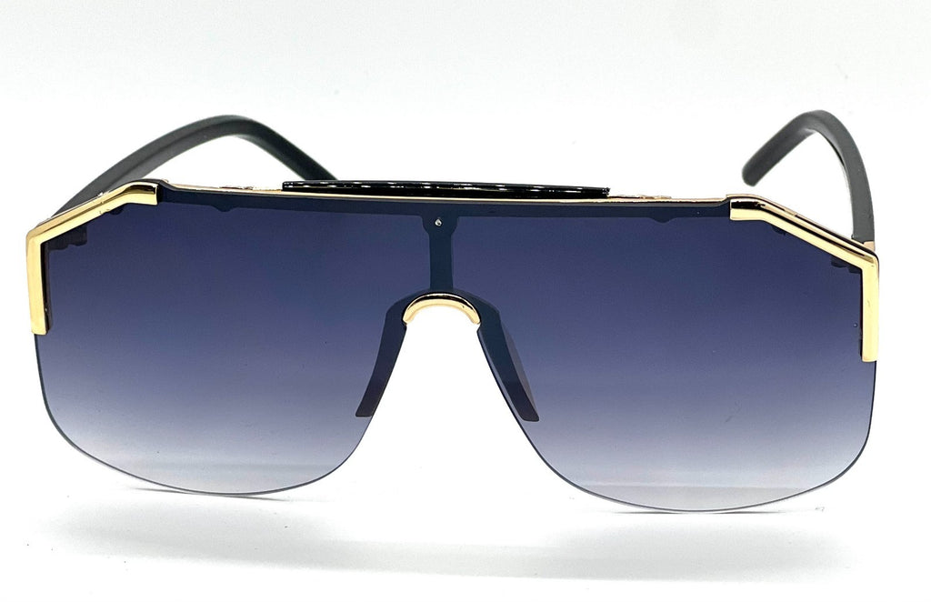 Men'S Sunglasses Designer Gold Frame Metal One Piece Lens Top Shades Fashion