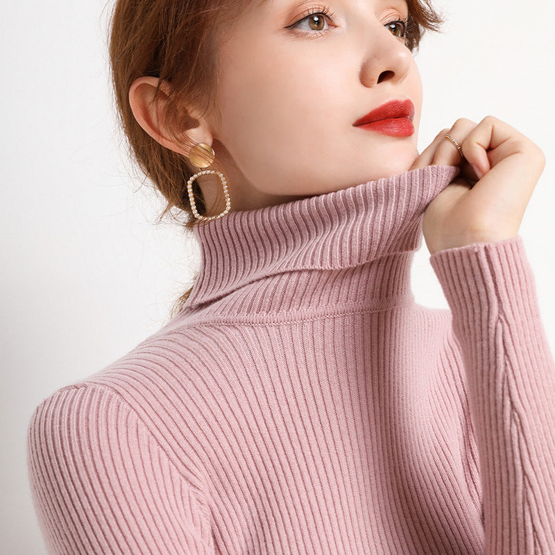 Turtleneck bottoming shirt for women