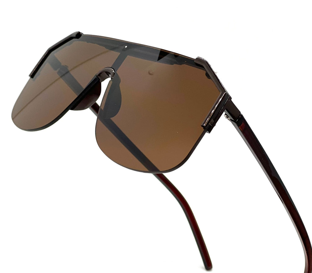 Men'S Sunglasses Designer Gold Frame Metal One Piece Lens Top Shades Fashion