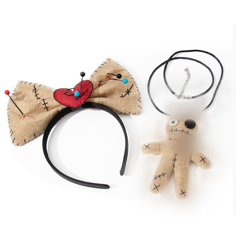 Halloween Doll Necklace Headband Dress Up Accessories Props Cosplay