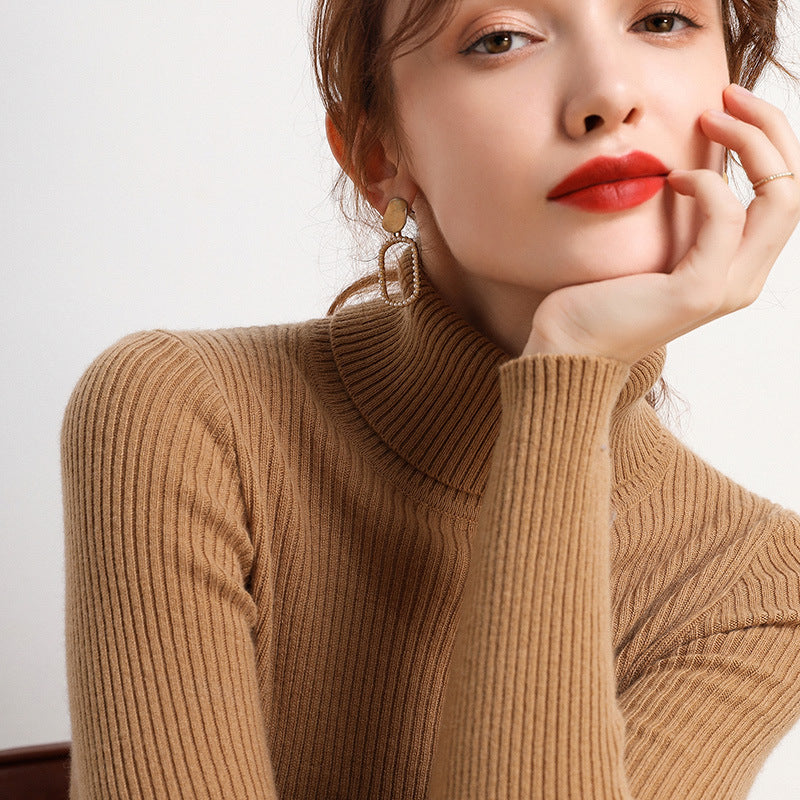 Turtleneck bottoming shirt for women