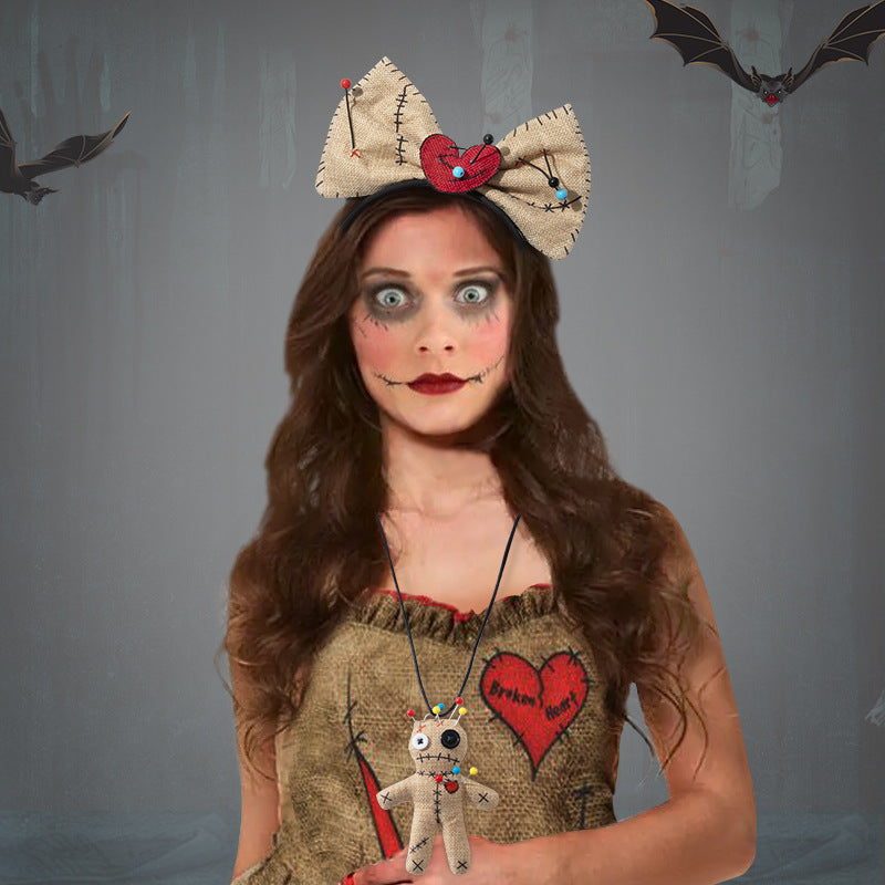 Halloween Doll Necklace Headband Dress Up Accessories Props Cosplay