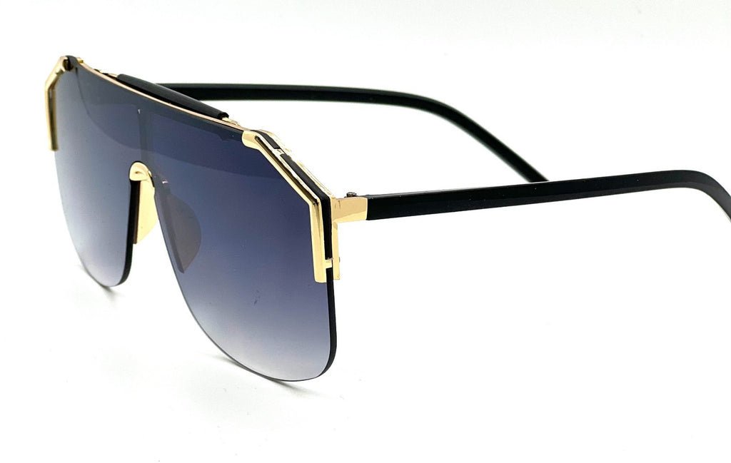 Men'S Sunglasses Designer Gold Frame Metal One Piece Lens Top Shades Fashion