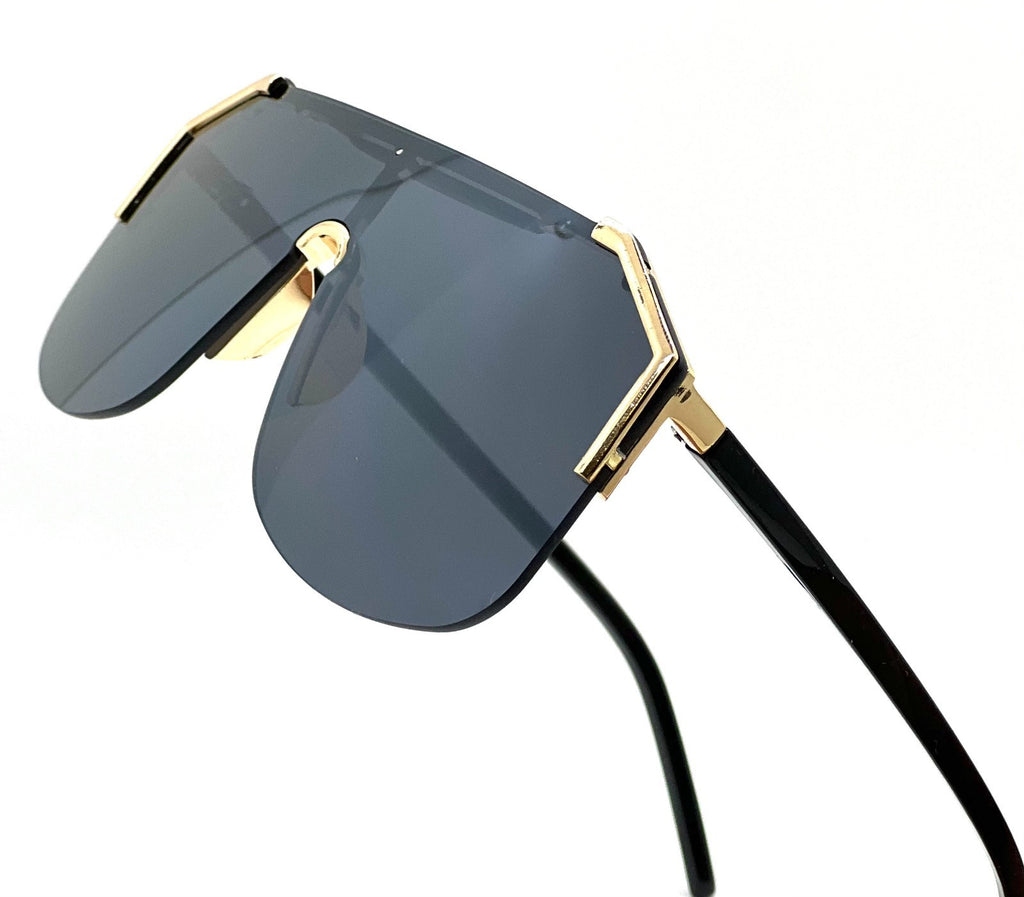 Men'S Sunglasses Designer Gold Frame Metal One Piece Lens Top Shades Fashion