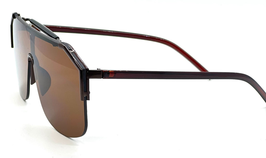 Men'S Sunglasses Designer Gold Frame Metal One Piece Lens Top Shades Fashion