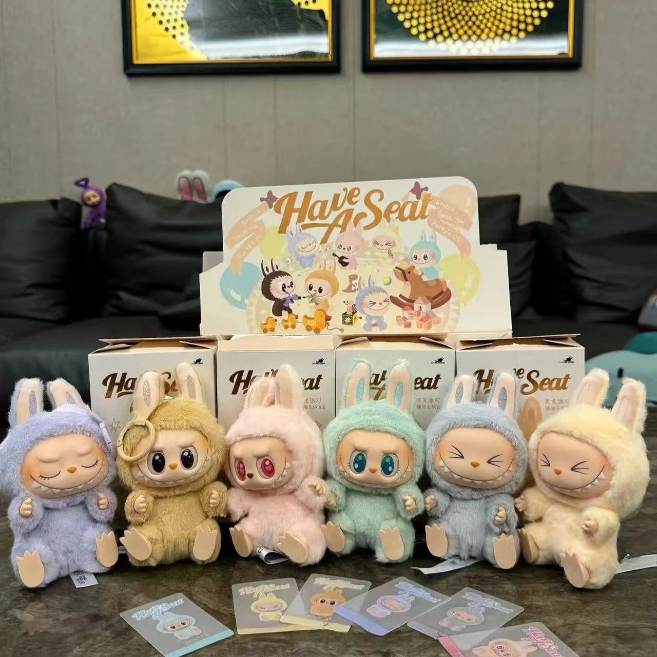 Cute labubu The Monster Blind Box The Monster Have A Seat Serie Vinyl Face Blind Box Pendant Keychain