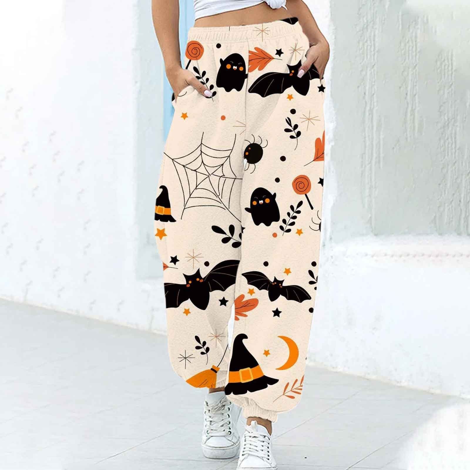 Women's Fashion Loose Halloween Funny Print Ankle Banded Pants