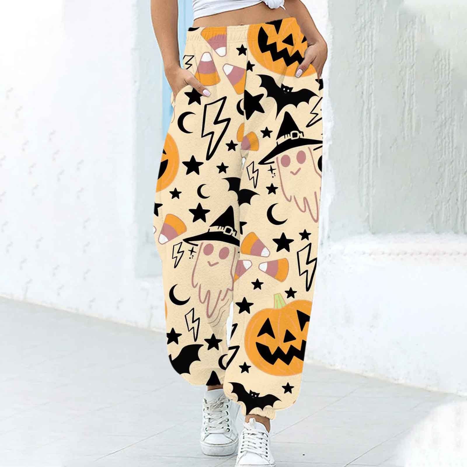 Women's Fashion Loose Halloween Funny Print Ankle Banded Pants
