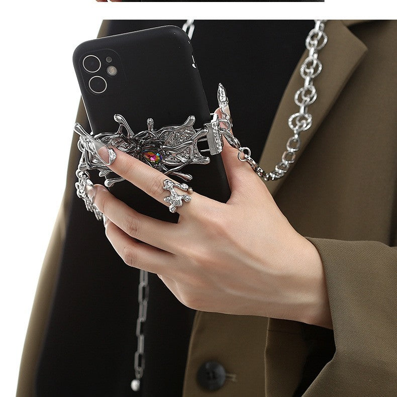 Spider Moonstone Metal Mobile Phone Charm