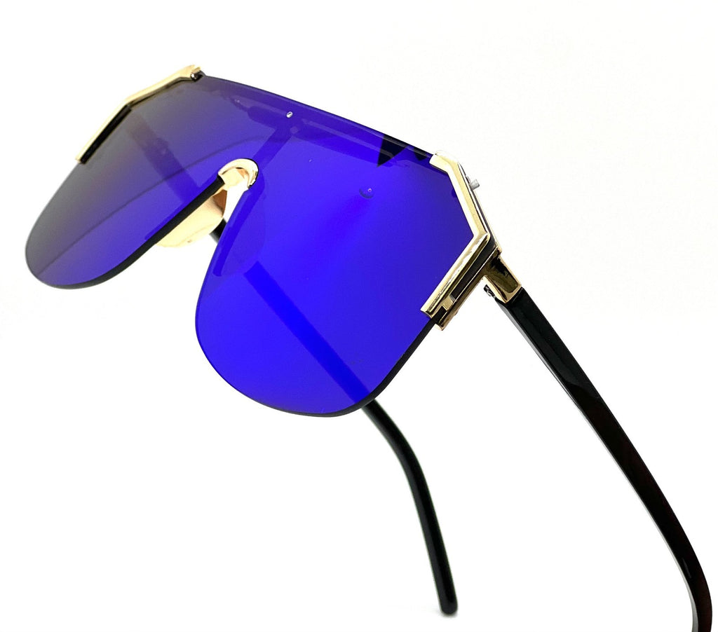 Men'S Sunglasses Designer Gold Frame Metal One Piece Lens Top Shades Fashion