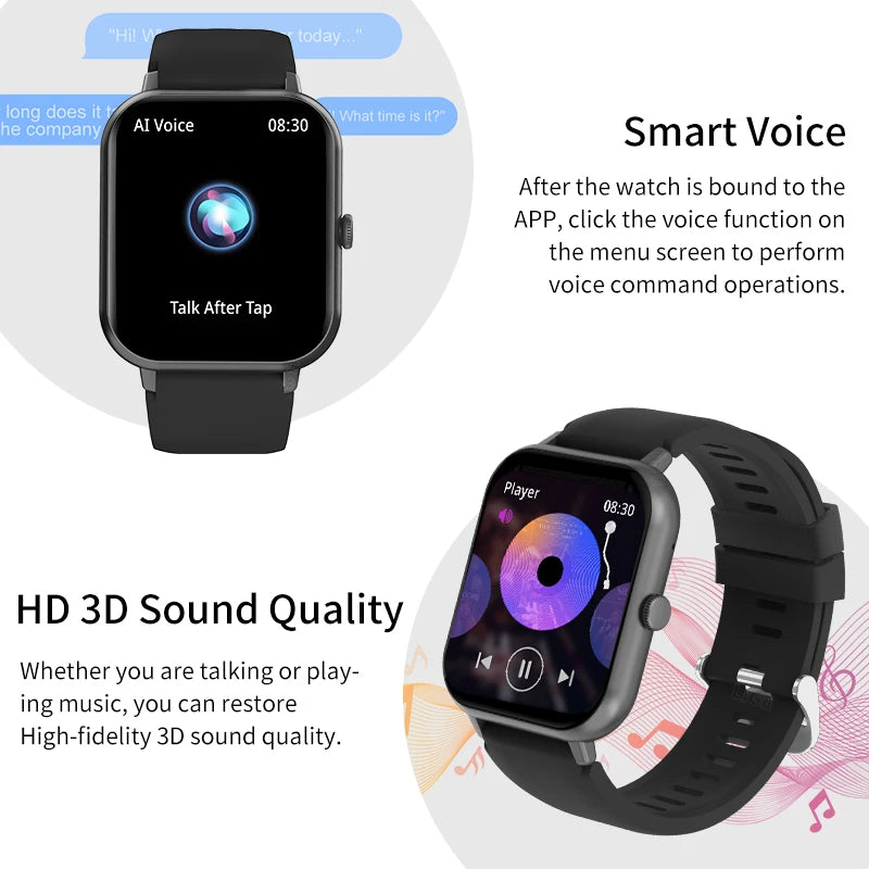 Waterproof Smart Watch Bluetooth Call Women Men Watch Voice Assistant 100+Sports Smartwatch for Huawei Xiaomi Android Ios