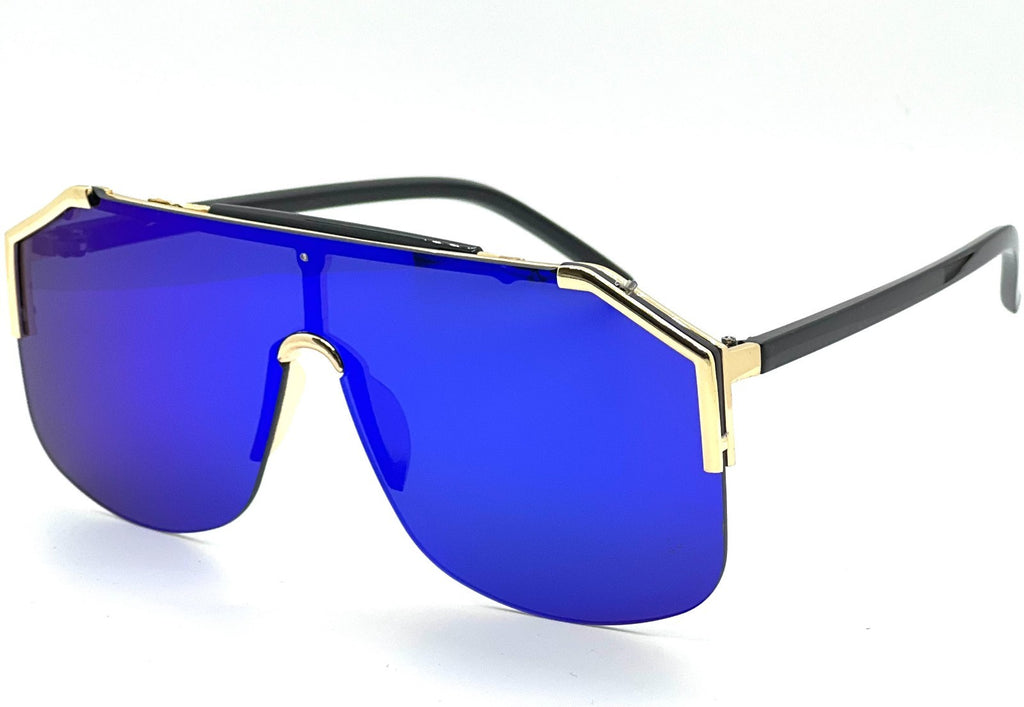 Men'S Sunglasses Designer Gold Frame Metal One Piece Lens Top Shades Fashion