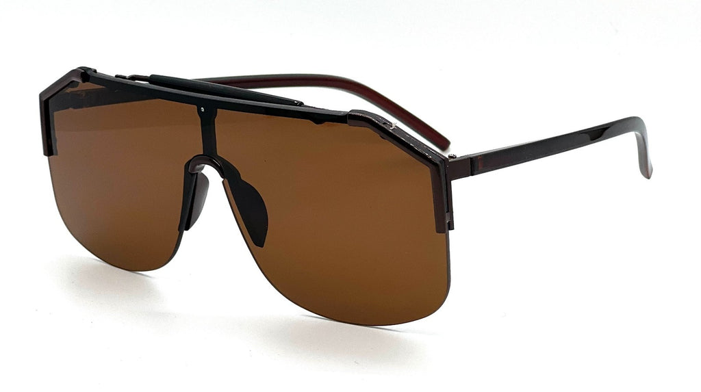 Men'S Sunglasses Designer Gold Frame Metal One Piece Lens Top Shades Fashion