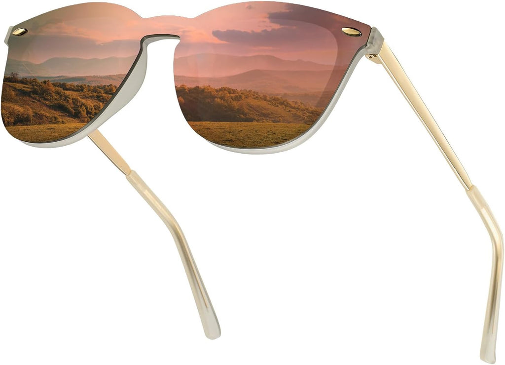 Trendy Rimless Mirrored Sunglasses Reflective Sun Glasses for Women Men