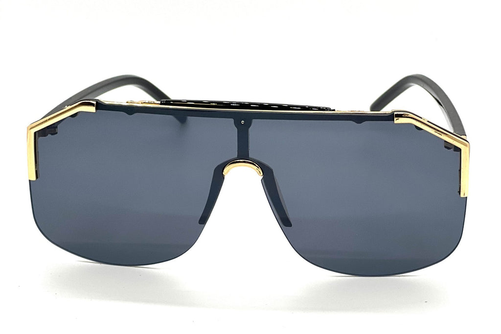Men'S Sunglasses Designer Gold Frame Metal One Piece Lens Top Shades Fashion