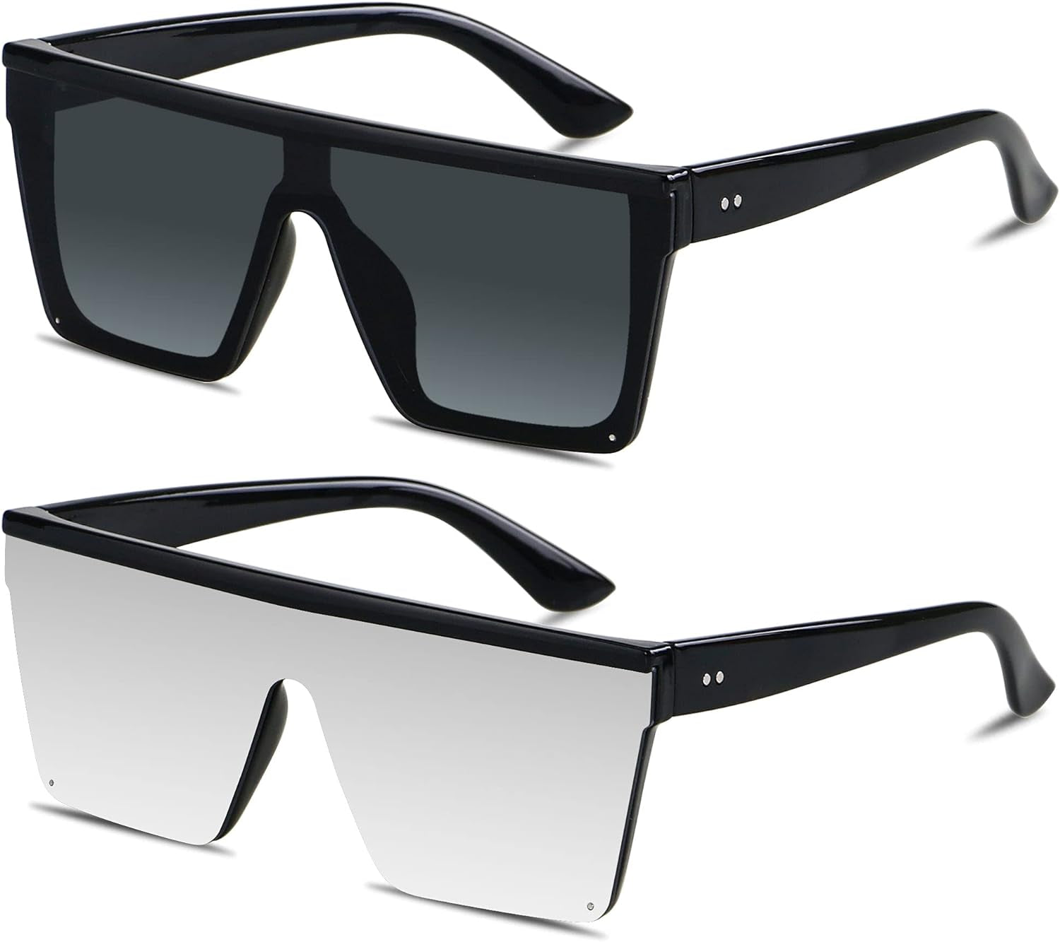Square Oversized Sunglasses for Women Men Big Flat Top Fashion Shield Large UV Protection Rimless Shades