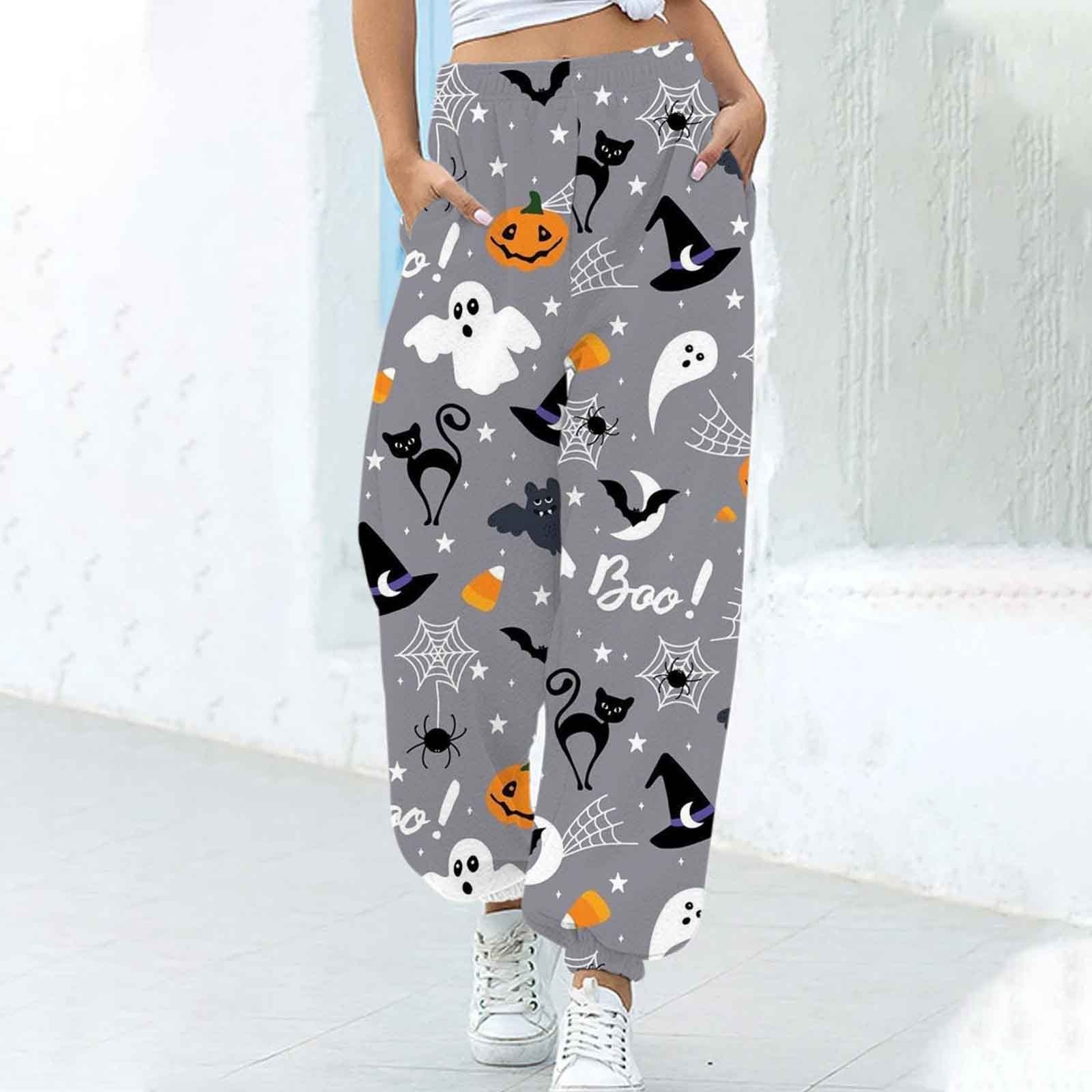 Women's Fashion Loose Halloween Funny Print Ankle Banded Pants