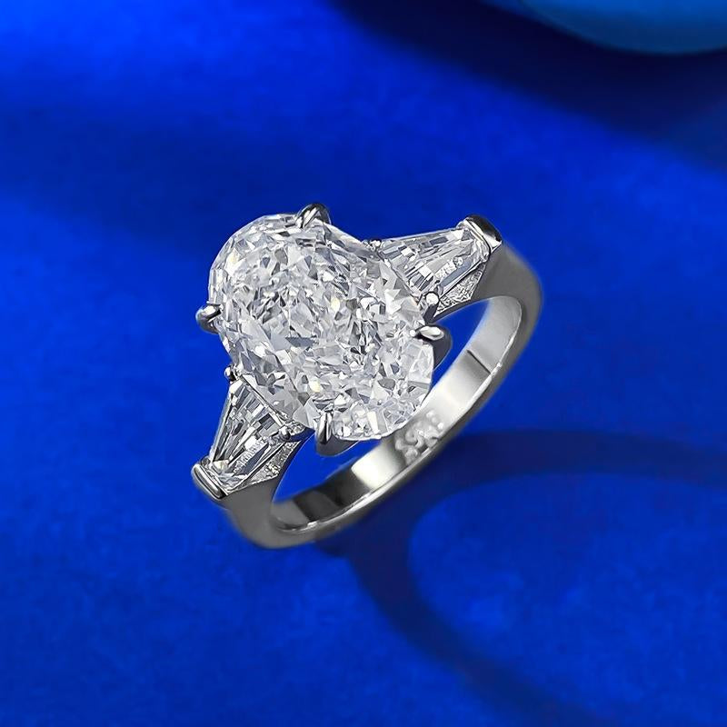 S925 Silver Oval Ice Flower Cut Ring 8*12Mm 8A Cubic Zirconia Ring Fashion Jewelry Accessory Woman Girl Promise Ring